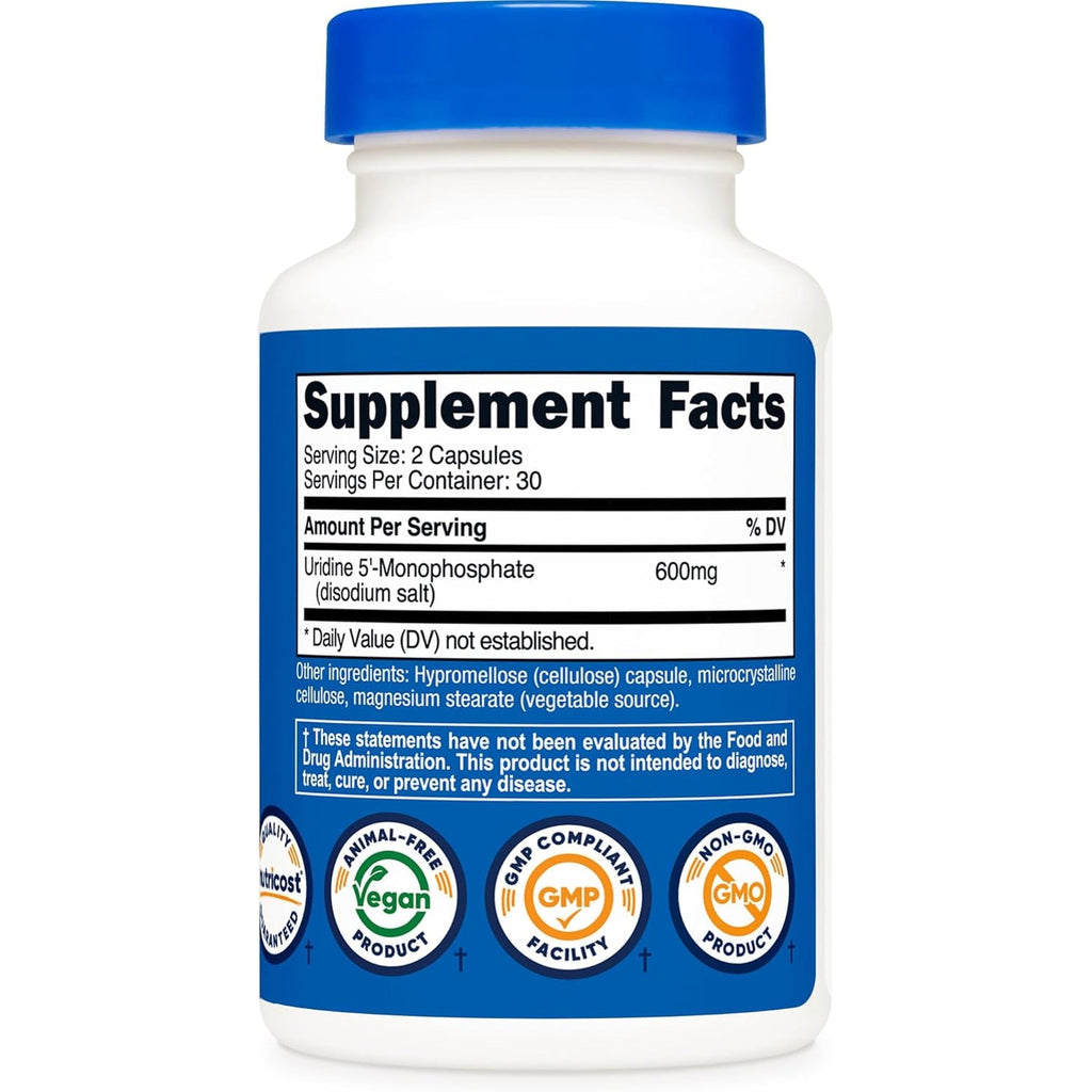 Nutricost Uridine Monophosphate (UMP) 60 Capsules, 600 Mg per Serving - Vegan, 30 Servings