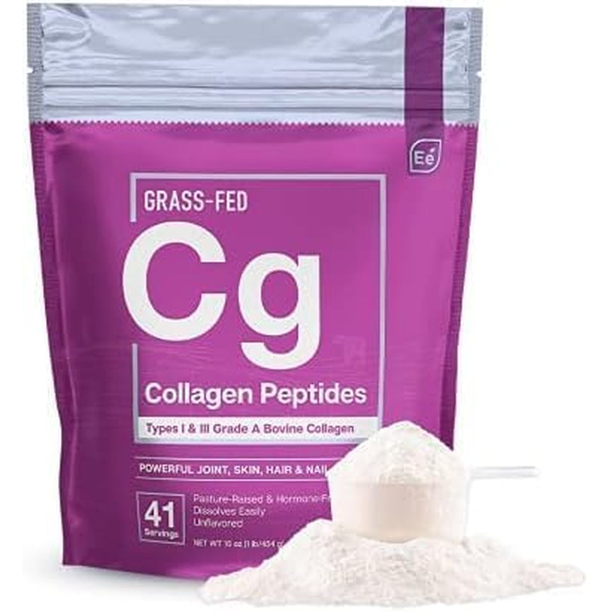 Essential Elements Hydrolyzed Collagen Peptides Powder for Men & Women - Joint, Skin, Hair & Nail Support - 15 Grams of Type I & III Grass-Fed Bovine Collagen - 30 Servings