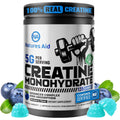 Natures Aid NSF Certified Creatine Gummy 5G - Creatine Monohydrate Gummies – Pre-Workout Energy & Muscle Growth Support for Men & Women | Blueberry Electrolyte Gummies (135 Count)