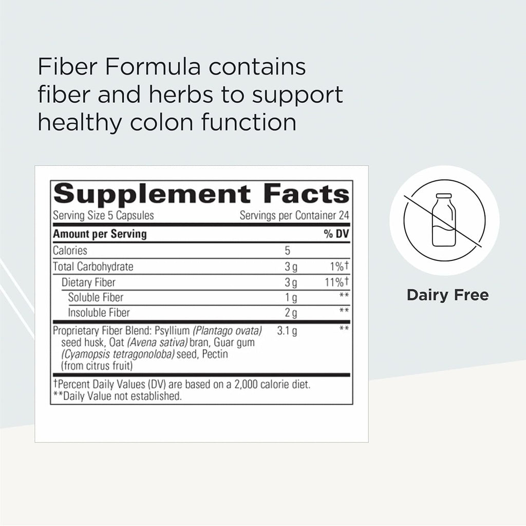 Integrative Therapeutics Fiber Formula - Colon Support Supplement for Healthy Digestion* - Good Source of Dietary Fiber for Gut Health Support* - Dairy-Free & Vegan - 120 Capsules (24 Servings)