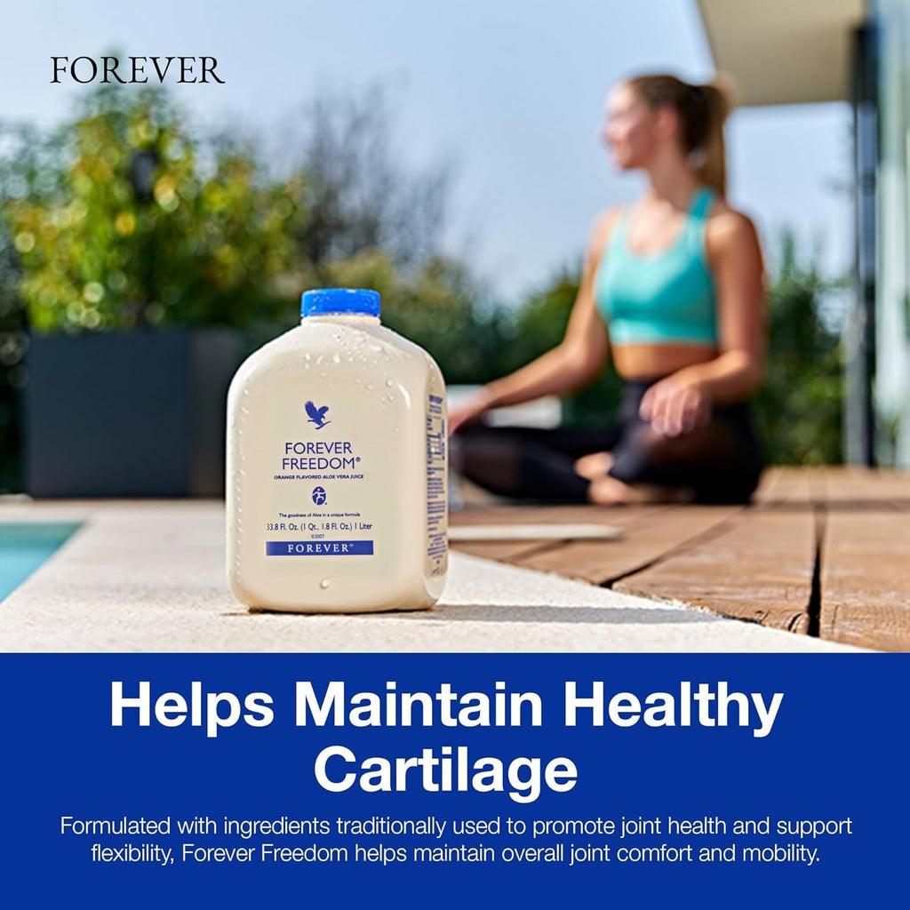 Forever Living - Forever Freedom - Aloe Vera Joint Support with Glucosamine and Chondroitin - Orange Flavor - 33.8 Fl Oz (Pack of 1)