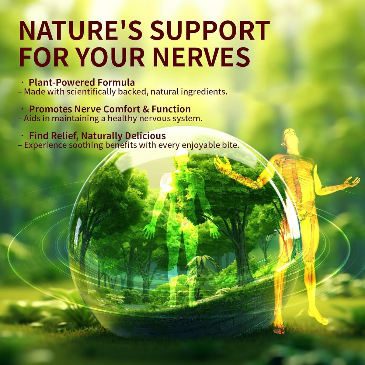 Sugar Free Neuropathy Support Gummies for Nerve – Enhanced Nerve Health, Regeneration, Cognitive Support with Vitamin B1, B6, B12, Magnesium, ALA, Turmeric, Coq10 & More