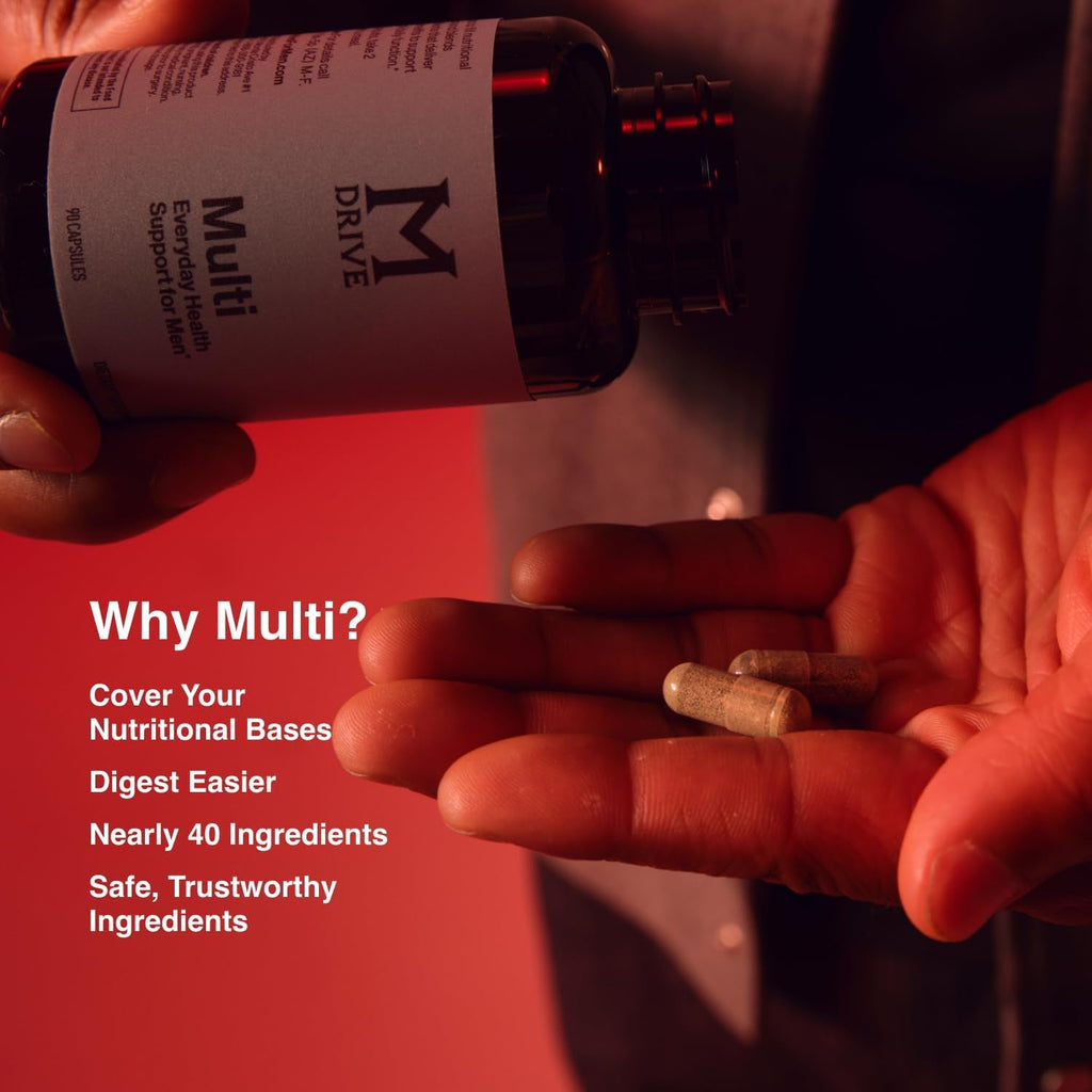 Mdrive Multivitamin for Men, Daily Multivitamin - Immune Health Support from Zinc, Selenium, Manganese & Vitamin D, Enzymes for Digestive Support, Coq10 for Energy and Vitamin K2, 90 Capsules