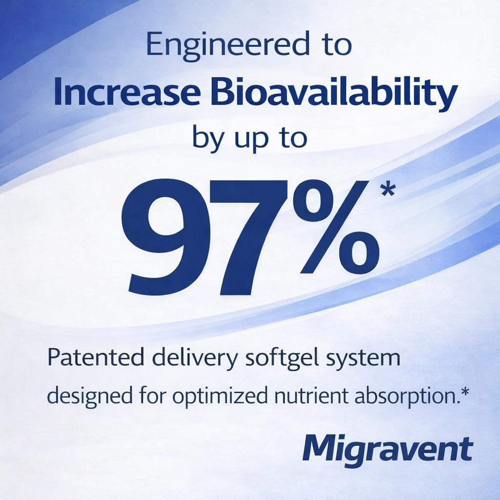 Vita Sciences Migravent – Advanced Nutritional Formula with Magnesium, Coq10, Vitamin B2, and Butterbur for Brain and Circulatory Wellness – 60 Capsules