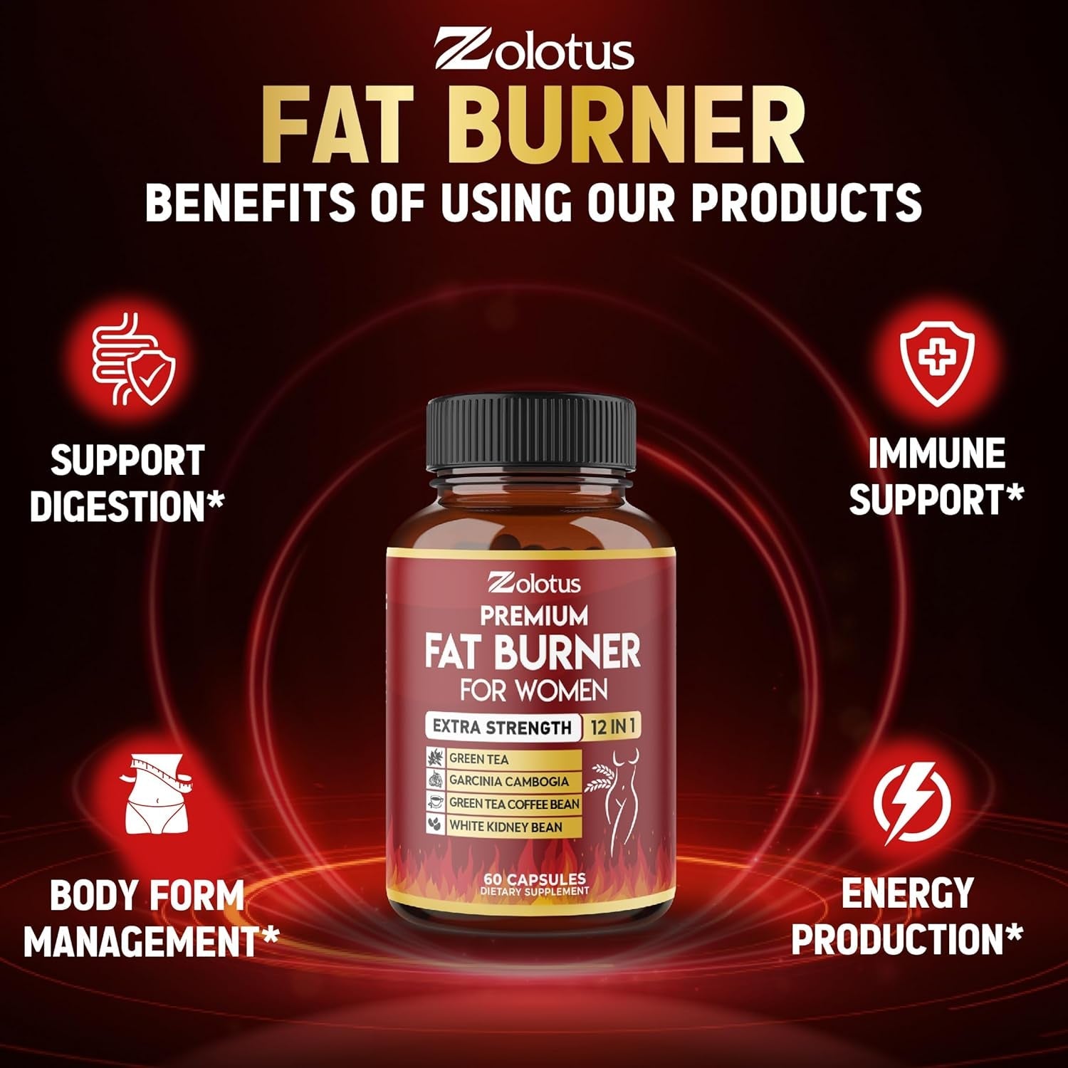 Premium Weight Loss Pills for Women, the Best Fat Burners for Women and Men, Energy Pills, High Potency with Green Tea Extract 98%, 2 Months Supply