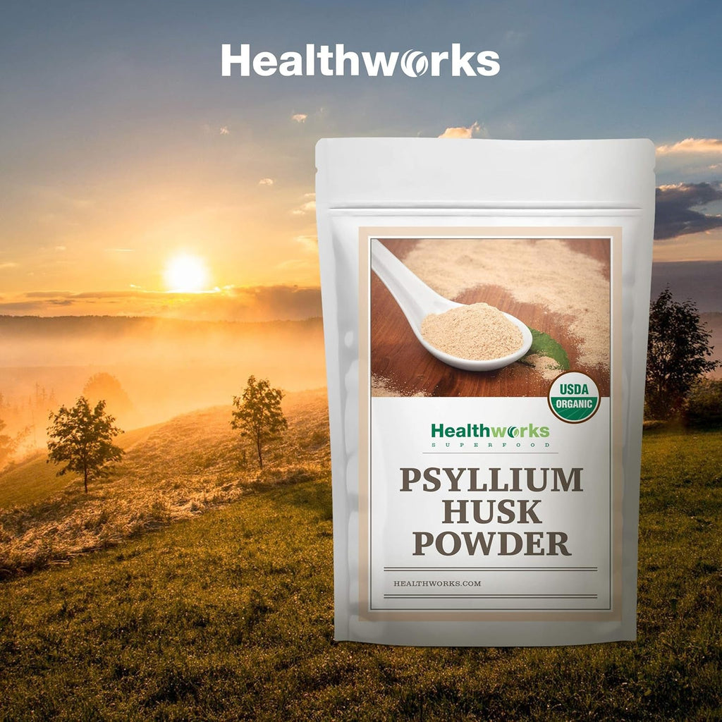 Healthworks Superfoods Organic Psyllium Husk Powder - 32 Oz / 2 Lbs - Raw - Certified Organic - Finely Ground Powder from India - Keto, Vegan & Non-Gmo - Fiber Support