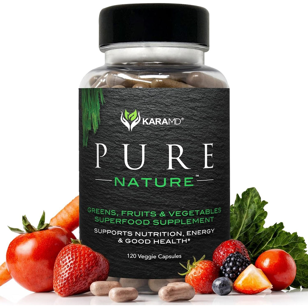 Karamd Pure Nature | Greens, Fruit and Veggies Supplement | Whole Food Multivitamin & Antioxidants |20 Fruits & Vegetables Supplement for Energy & Digestion |Gluten Free & Vegan Friendly (30 Servings)