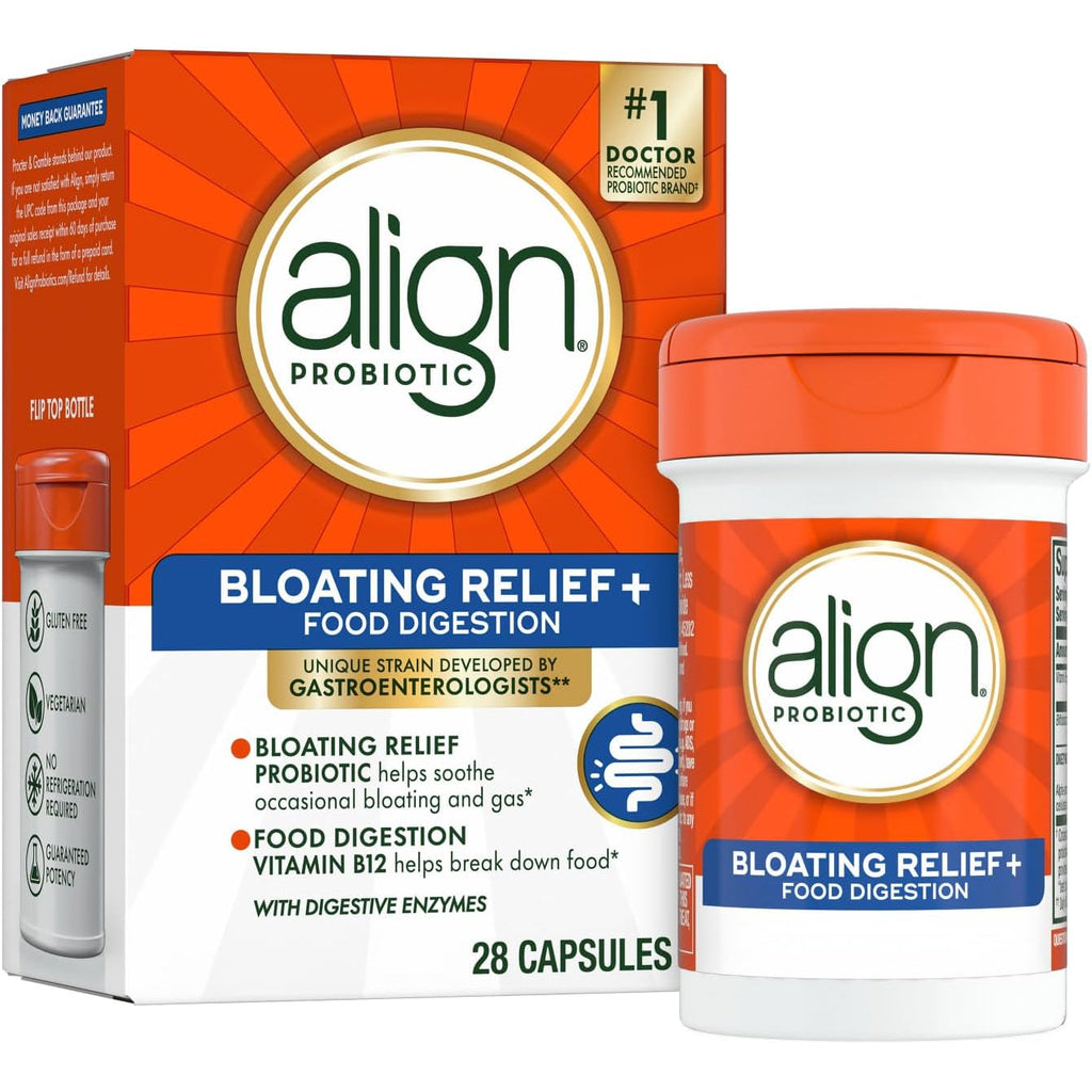 Align Probiotic Bloating Relief + Food Digestion, Probiotics for Women and Men, #1 Doctor Recommended Brand‡, Promotes Digestive Health and Helps Support the Metabolism of Food*, 28 Capsules