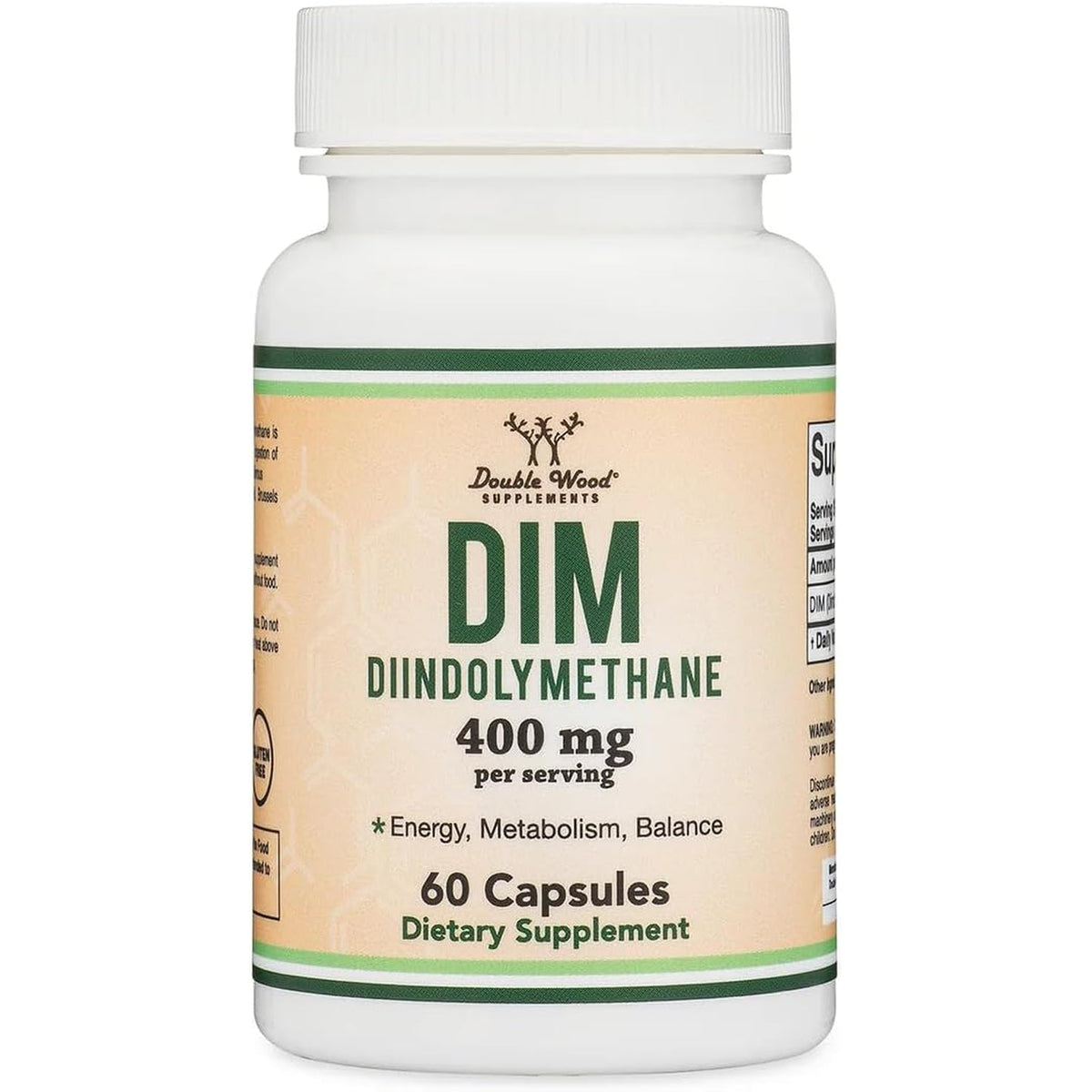DIM Supplement for Women and Men (Diindolylmethane Estrogen Blocking Supplement, Hormonal Acne Treatment, Hormone Balance for Women) 400Mg Servings, 200Mg per Capsule, 60 Capsules by Double Wood
