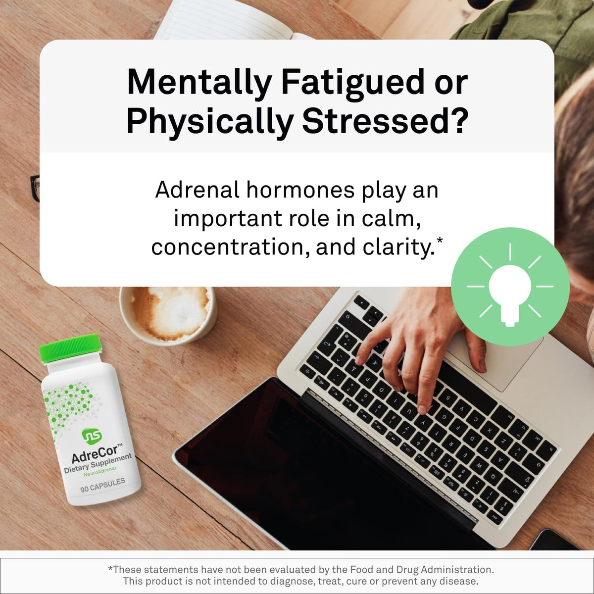 Neuroscience Adrecor - Adrenal Support Supplements with Rhodiola, L-Tyrosine, B Vitamins & Magnesium - Cortisol Detox for Women & Men for Stress Fatigue and Energy Support (90 Ct)