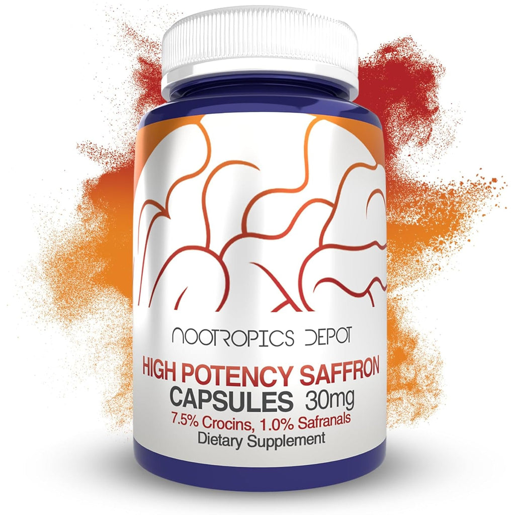Nootropics Depot High Potency Saffron Extract Capsules | 30Mg | Minimum 7.5% Crocins and 1% Safranals | Crocus Sativus | 60 Ct