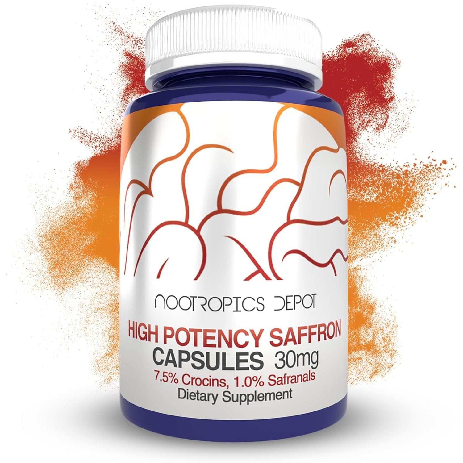 Nootropics Depot High Potency Saffron Extract Capsules | 30Mg | Minimum 7.5% Crocins and 1% Safranals | Crocus Sativus | 60 Ct