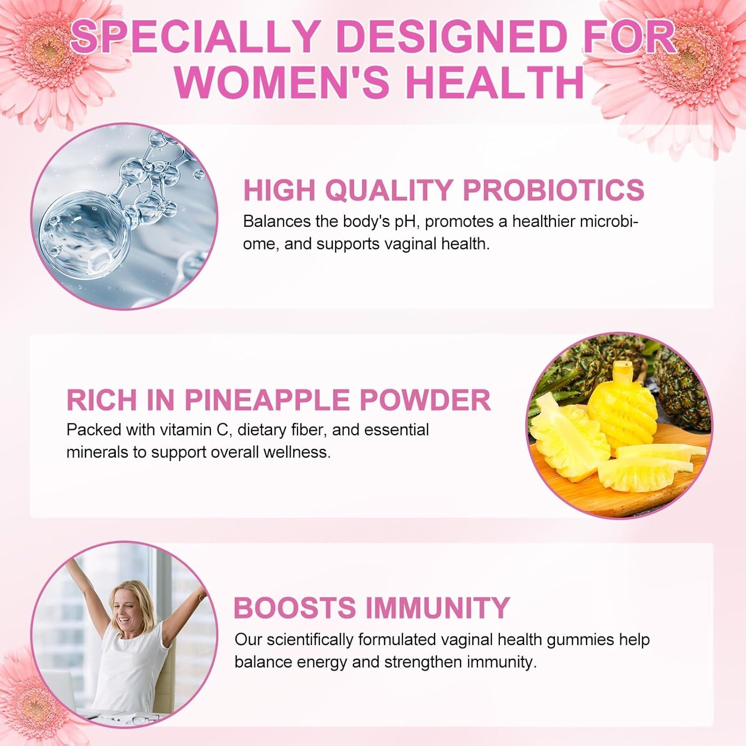 Vital Source Feminine Gummies - Feminine Balance Gummies for Women Ph Natrual Famale Balance Cummie - Collagen Gummie - Pineapple PH Balance Gummie for Women Support Women’S Health - 60PCS