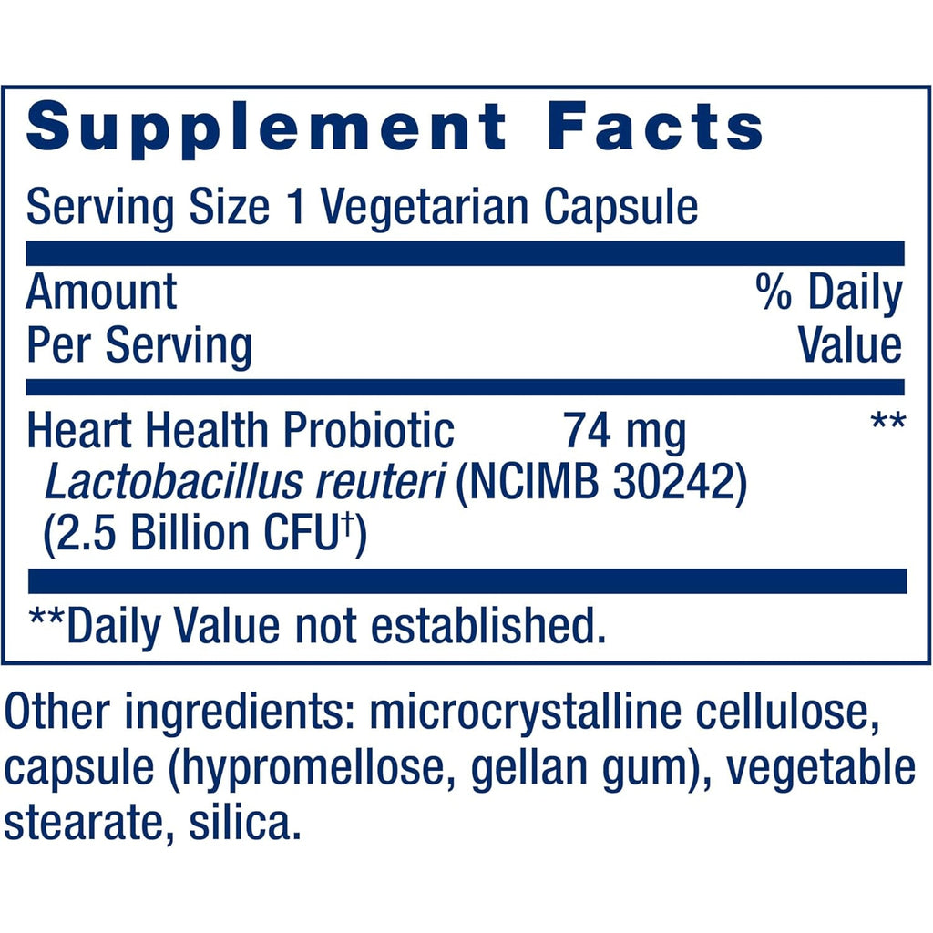 Life Extension FLORASSIST® Probiotic Heart Health, Lactobacillus Reuteri 30242, Promotes Heart Health and Already Healthy Cholesterol Levels, Gluten-Free, Non-Gmo, Vegetarian, 60 Capsules