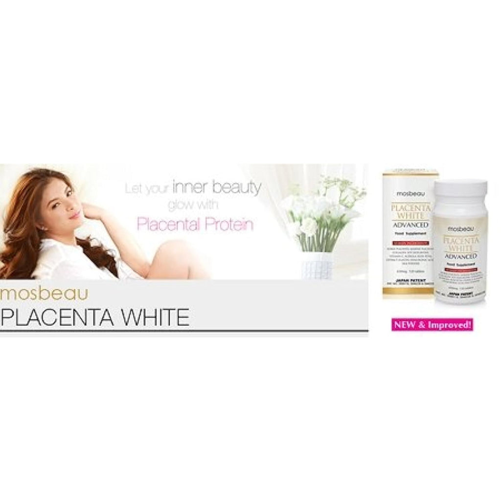 Mosbeau Placenta White Advanced Supplement for Skin Whitening 2015 Japan Patented Twice as Effective as Glutathione (120 Tablets)