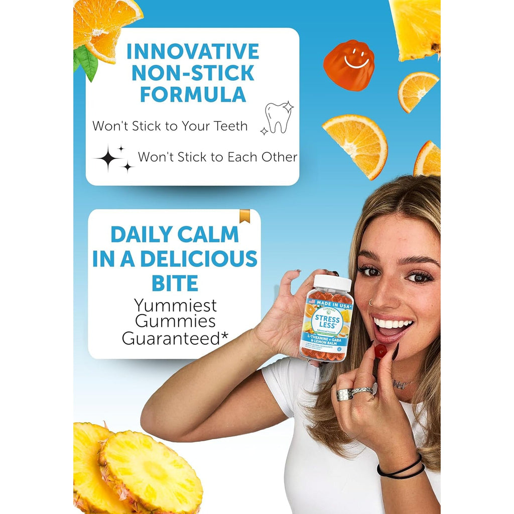 Lunakai USA Made Calm & Stress Relief Gummies – Delicious GABA + L-Theanine Calming Supplement for Adults & Kids – Natural Stress Support, 60Ct