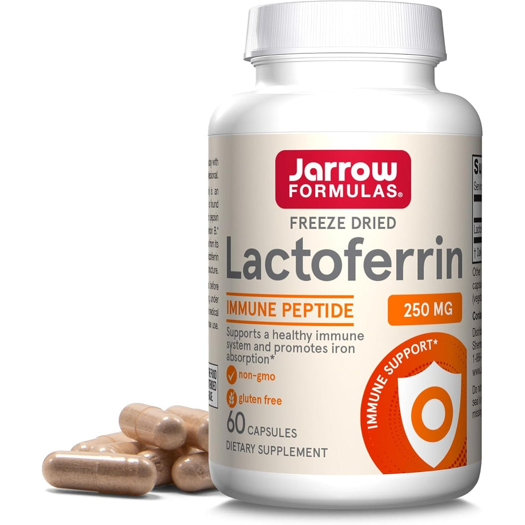 Jarrow Formulas Lactoferrin Supplements 250 Mg - Immune-Supporting Glycoprotein for Healthy Immune System Support & Iron Absorption - Freeze Dried, Gluten Free, Non-Gmo - 60 Capsules (Servings)