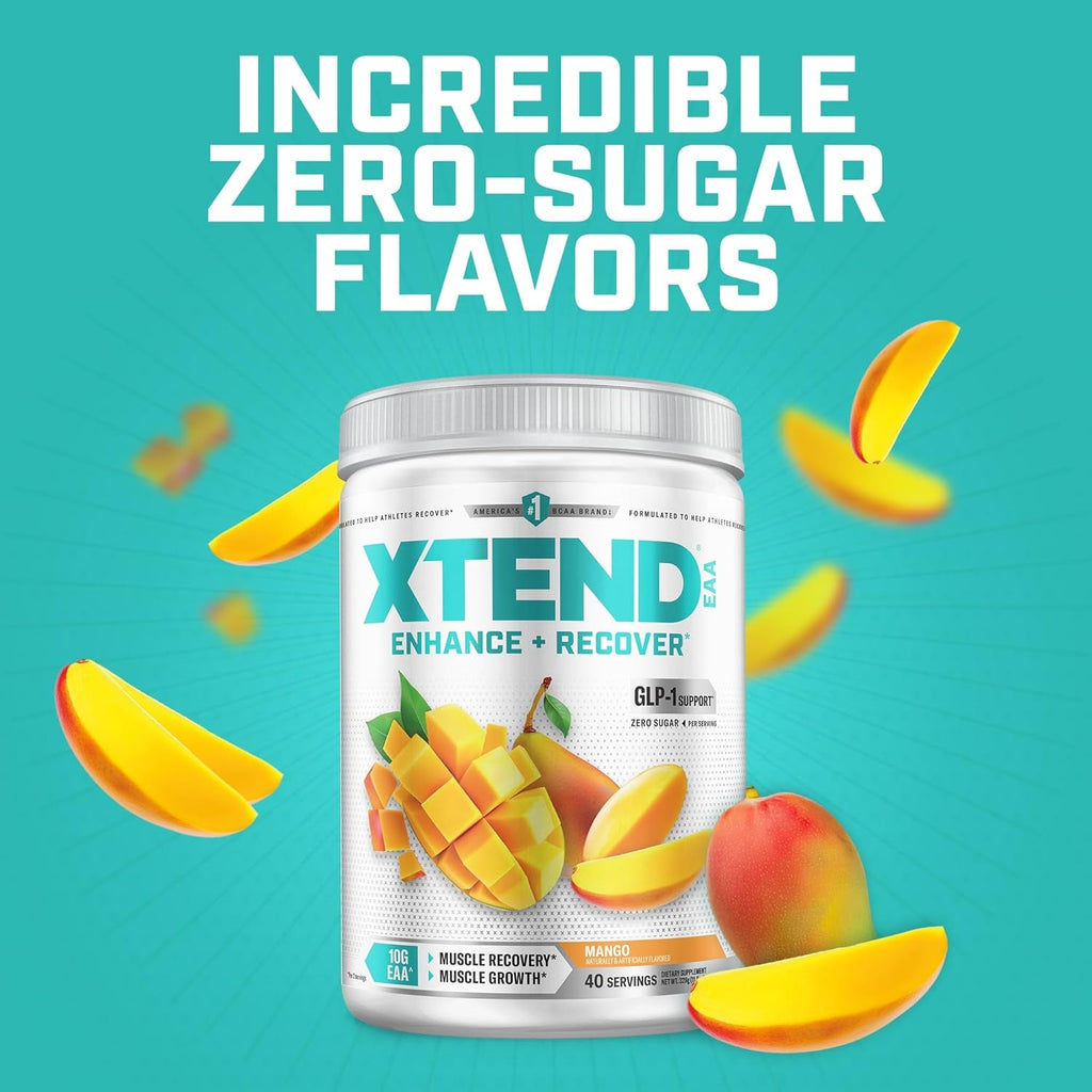 Xtend EAA + BCAA Powder for Muscle Recovery & Lean Muscle Growth, 9 Essential Amino Acids for Intra Workout or Post Workout Recovery, 10G Eaas per 2 Servings, Mango 40 Servings