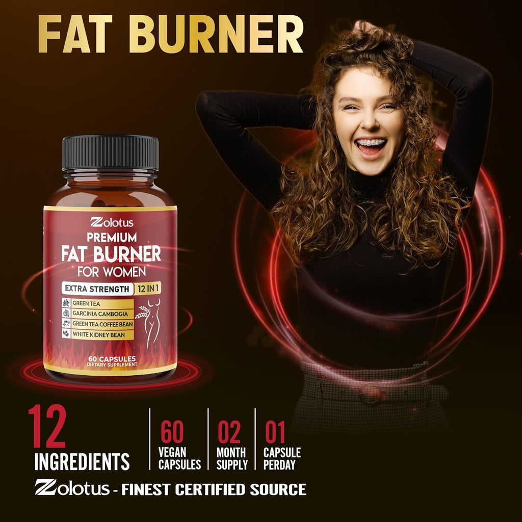 Premium Weight Loss Pills for Women, the Best Fat Burners for Women and Men, Energy Pills, High Potency with Green Tea Extract 98%, 2 Months Supply