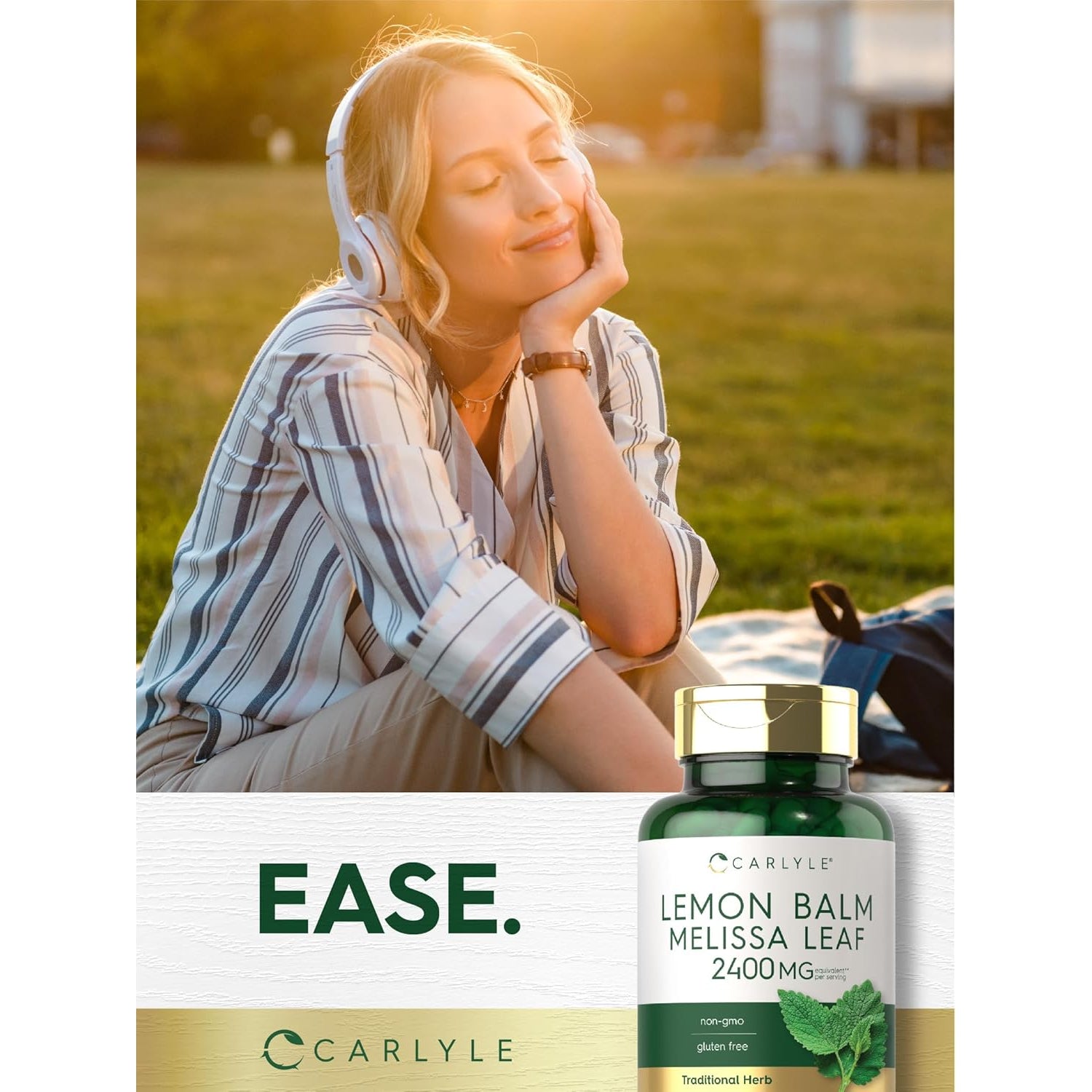 Carlyle Lemon Balm Capsules | 200 Count | Non-Gmo and Gluten Free Formula | Melissa Leaf Traditional Herbal Supplement | Super Concentrated Extract