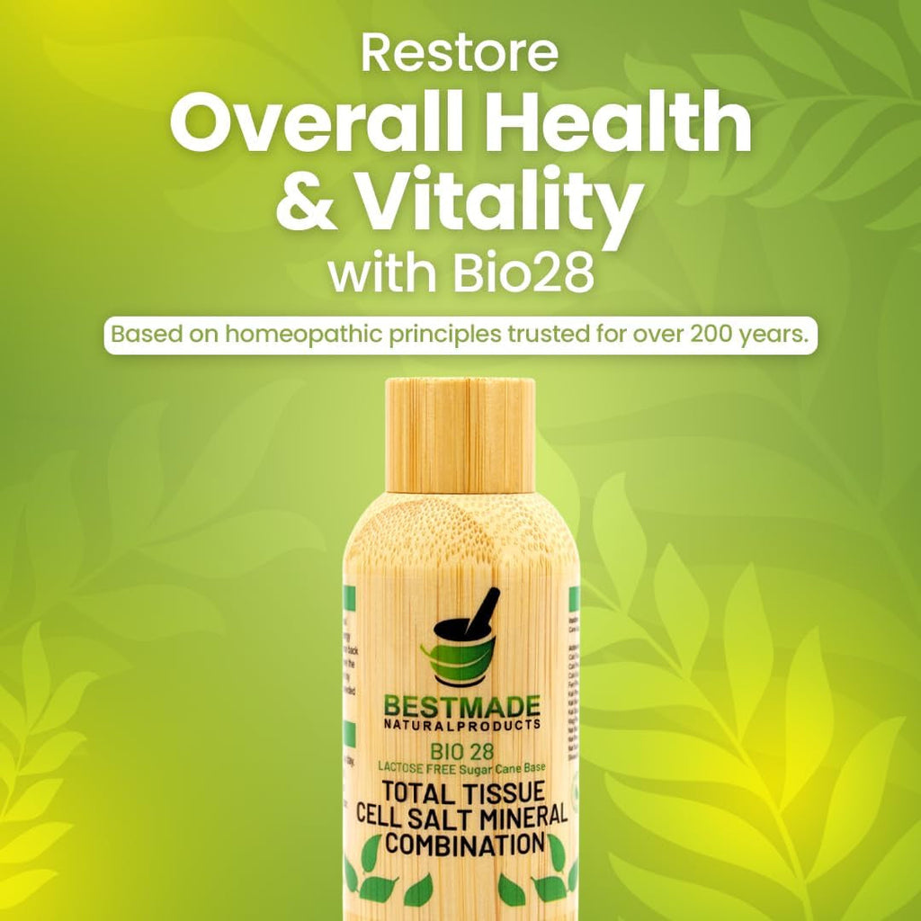 Bestmade Total Tissue Cell Salt Mineral Combination, BIO28 Lactose-Free - Helps Body Absorb Nutrients, Increases Energy Levels, Improves Sleep Patterns, and Restores Vitality, Vegan, 350 Pellets