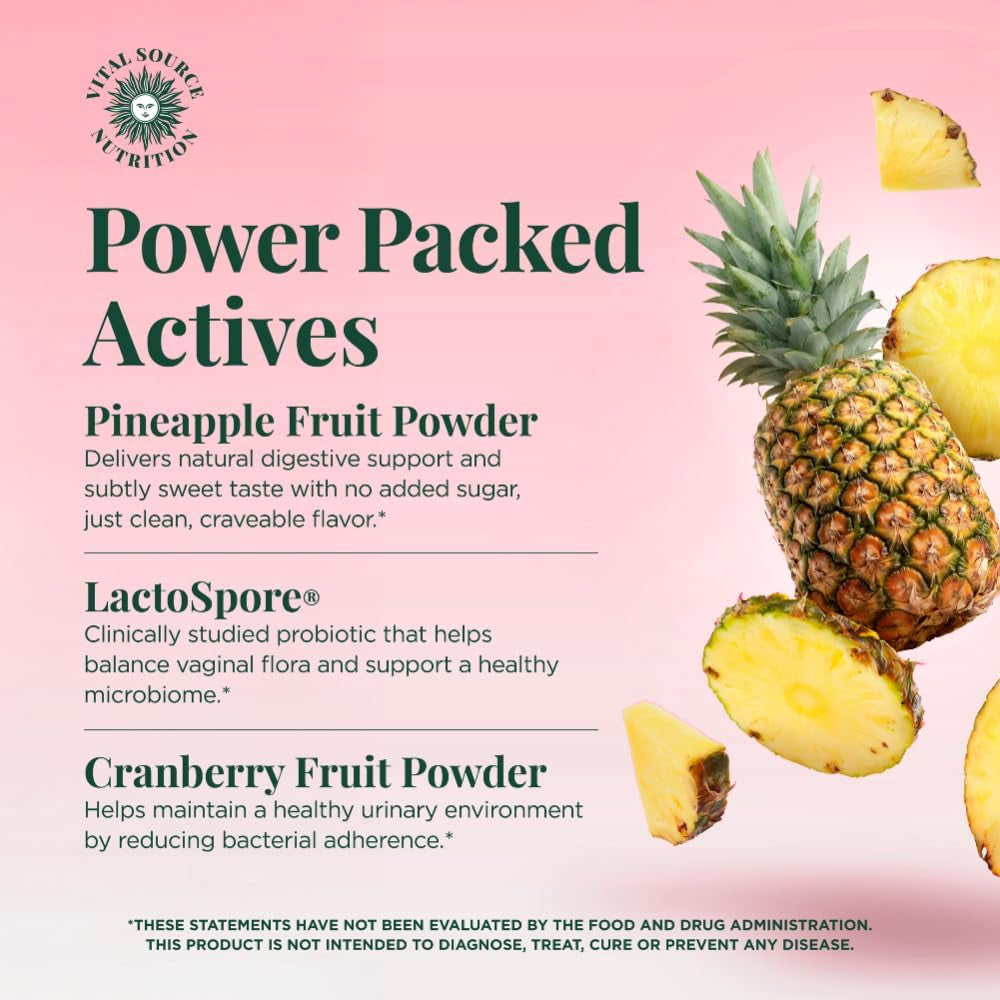 Vital Source Nutrition - Feminine Balance Capsules - Vaginal Wellness & Ph Support - with Lactospore, Cranberry + Pineapple Fruit Powder -Supports Urinary Wellness & Healthy Flora -30 Servings