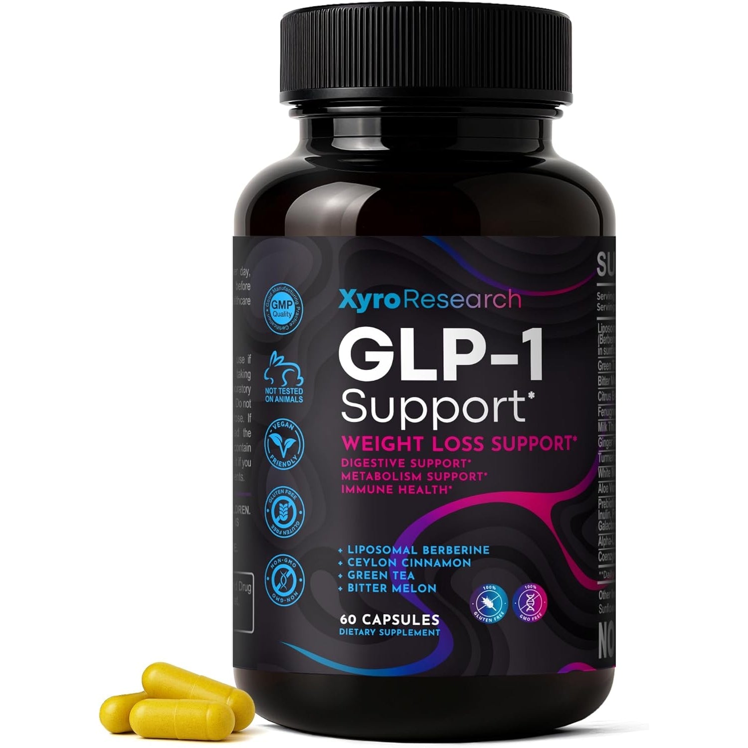 GLP-1 Support Weight Loss Supplement - Appetite Suppressant & Metabolism Booster to Support Natural Hunger Control Curb Cravings Burn Fat & Gut Wellness