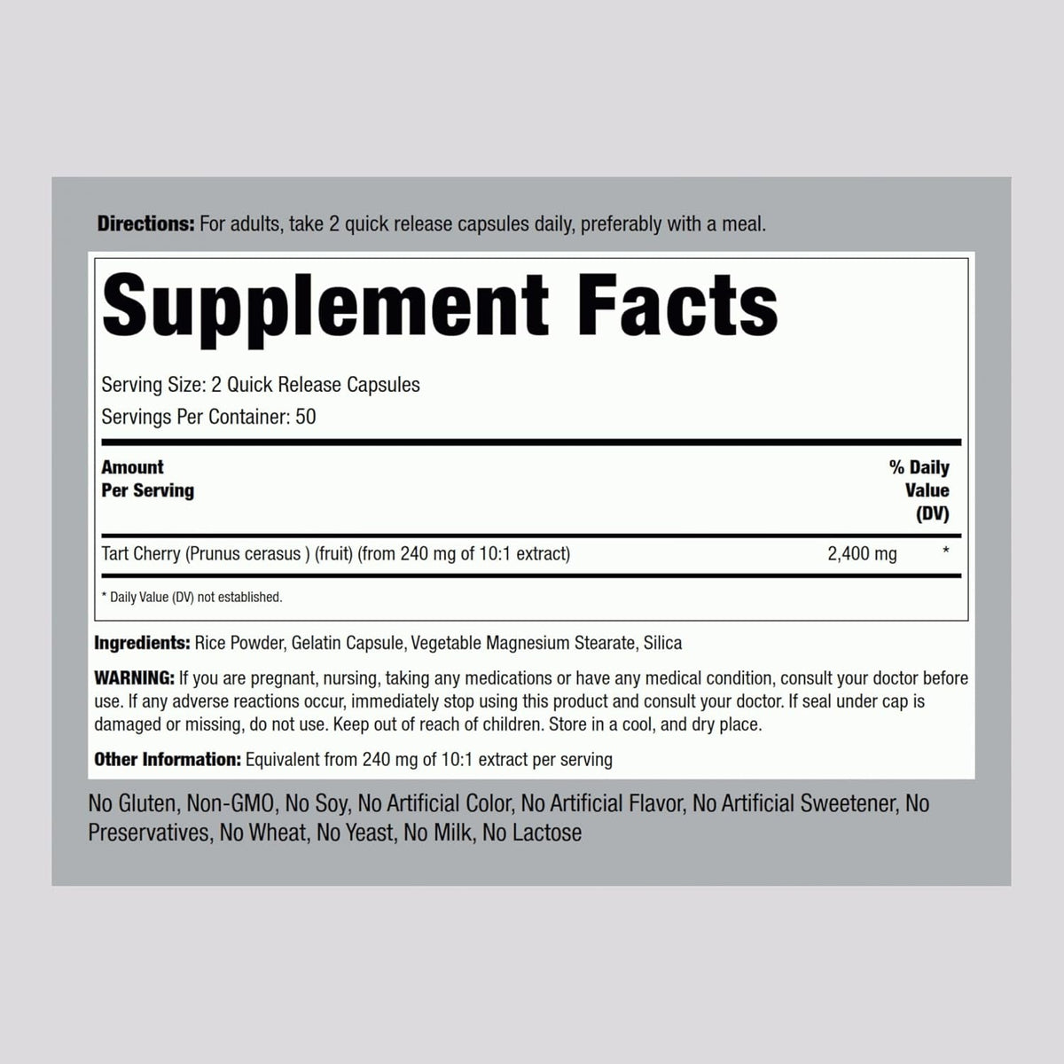 Piping Rock Tart Cherry Capsules | 100 Count | Concentrated Extract | Non-Gmo, Gluten Free Supplement