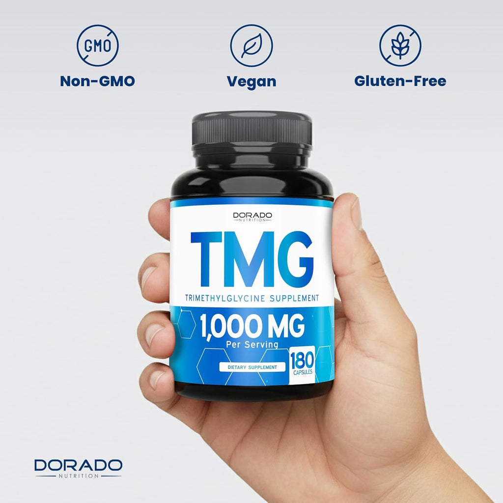 TMG Trimethylglycine Supplement 1,000Mg per Serving (3 Month Supply) - TMG Supplements for Homocysteine Control - as Betaine Anhydrous - Vegan, Third Party Tested & Non GMO - USA Made - (180 Capsules)