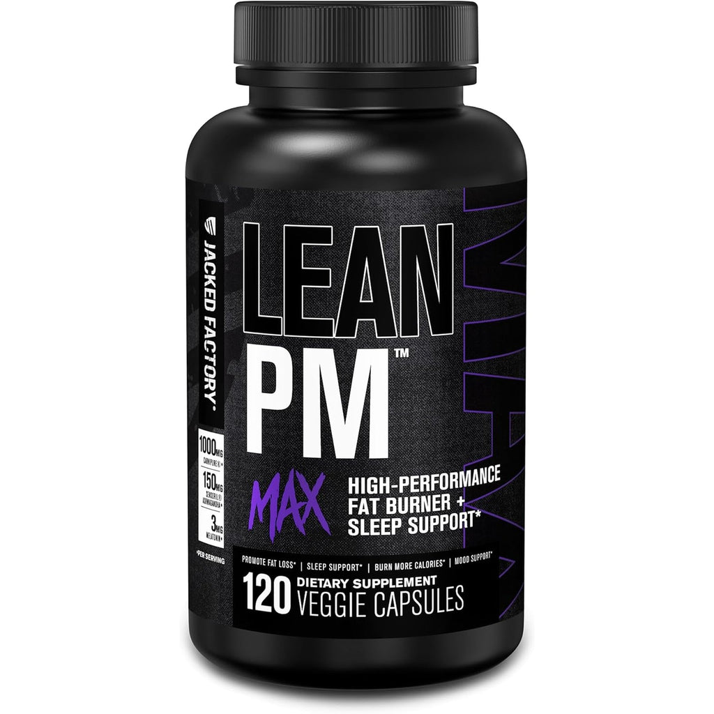 Jacked Factory Lean PM Max - High-Performance Weight Loss, Sleep Support, Fat Burner, & Appetite Suppressant for Men and Women W/Melatonin, Magnesium, Carnipure, & Ashwagandha - 120 Diet Pills