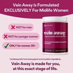 Voomvaya Vein Away – Blood Circulation & Vein Support Supplements for Women 35+ | Spider Veins & Varicose Veins Treatment for Legs | Circulation and Vein Support W/Diosmin & Hesperidin | 60 Capsules