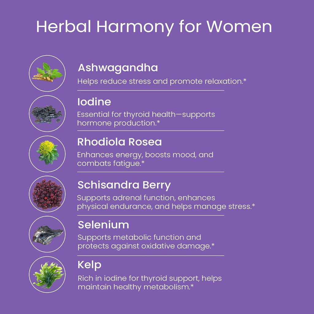Wellpath Soothe Hormone Balance for Women - Thyroid Support for Women - Ashwagandha, Rhodiola, Iodine, Selenium & L-Tyrosine - Mood & Adrenal Support Supplement - Non-Gmo, Gluten-Free, 60 Ct