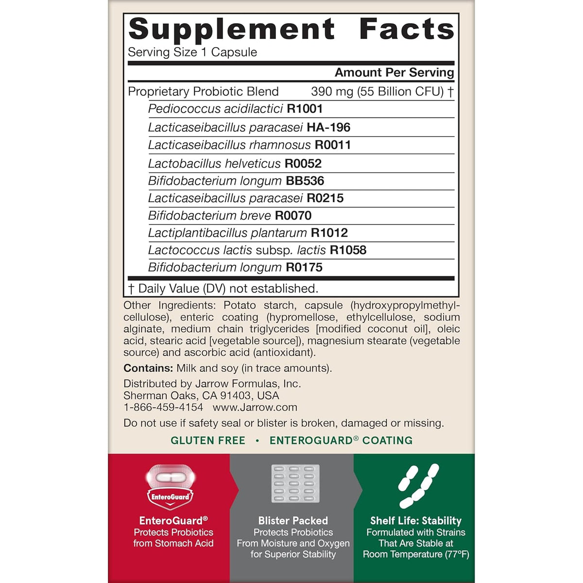 Jarrow Formulas Jarro-Dophilus EPS Advanced, 55 Billion CFU Probiotics, Digestive Support for Adults, 30 Probiotic Supplement Veggie Capsules, up to 30 Day Supply