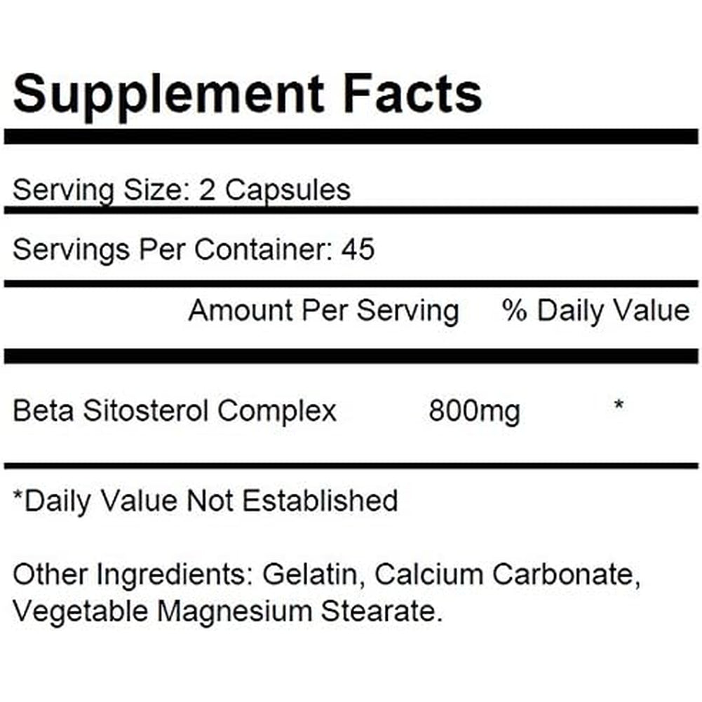 KRK SUPPLEMENTS 1 Pack Beta Sitosterol 800Mg per Serving 90 Capsules Prostate Support