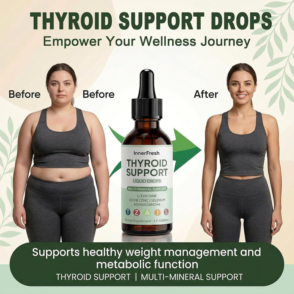 Innerfresh Thyroid Support Drops, Inner Fresh Thyroid Support Liquid Drops for Women, Hormone Balance & Healthy Metabolism Support, with Selenium, Zinc, Iodine, L-Tyrosine & Ashwagandha (1)