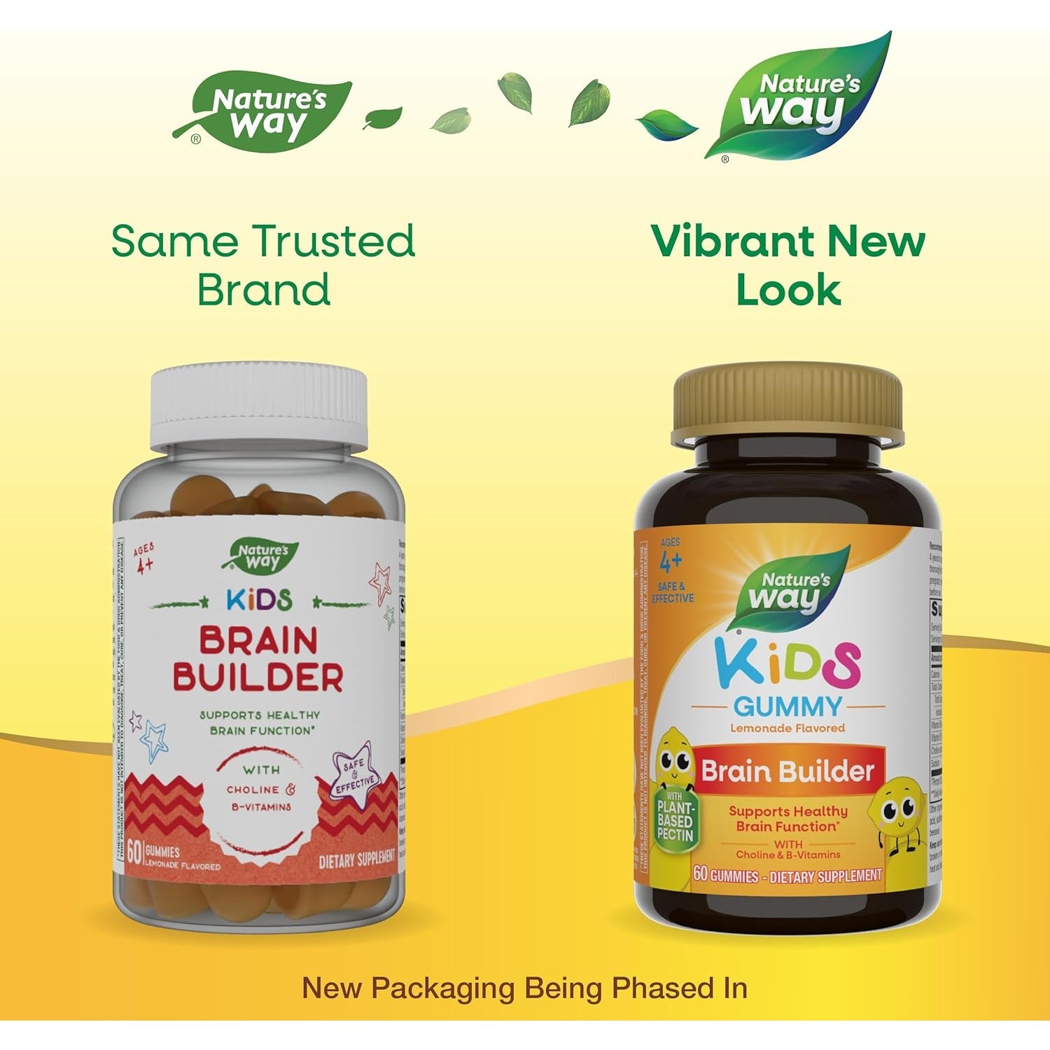 Nature'S Way Kids Brain Supplement Gummies, Supports Healthy Brain Function*, Lemonade Flavored, 60 Gummies