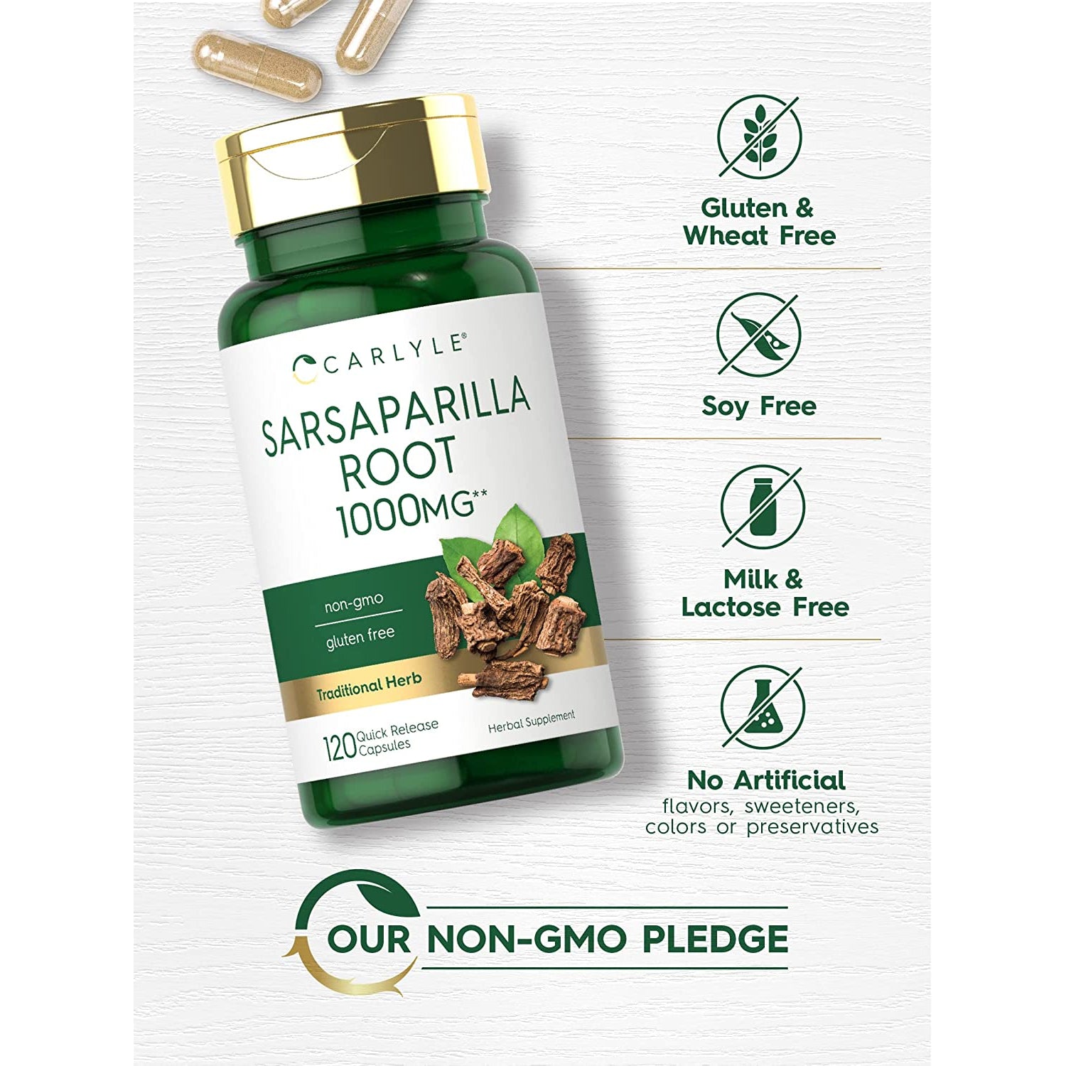 Carlyle Sarsaparilla Root Extract Supplement | 120 Capsules | Traditional Herbal Formula | Non-Gmo, Gluten Free