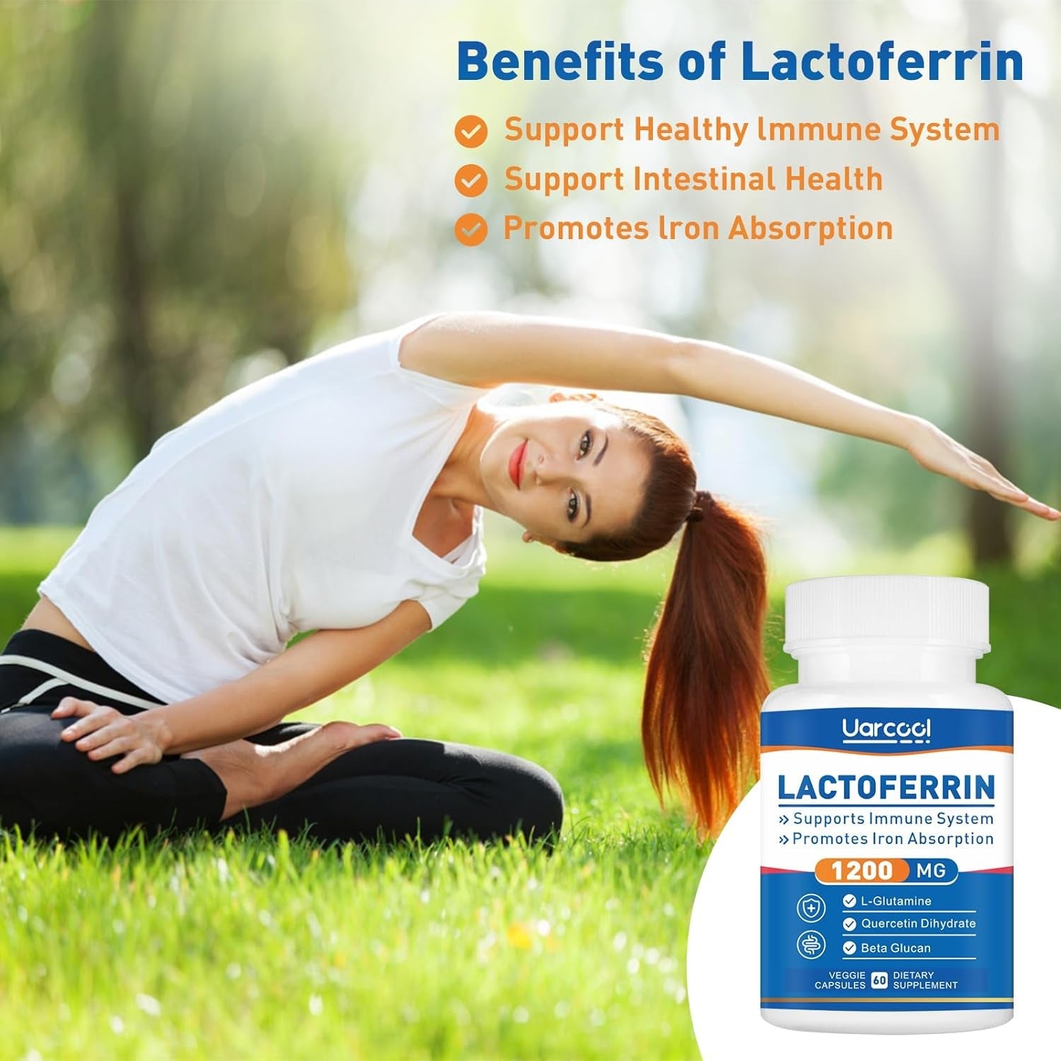 Lactoferrin Supplement 1200Mg for Healthy Immune Support-Gluten-Free, Vegetarian - 60 Softgels