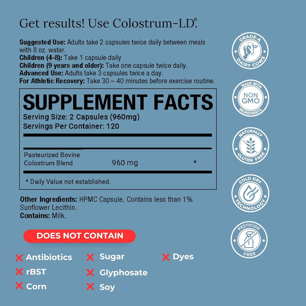 Colostrum-Ld Colostrum Capsules - 120 Count - Liposomal Delivery
