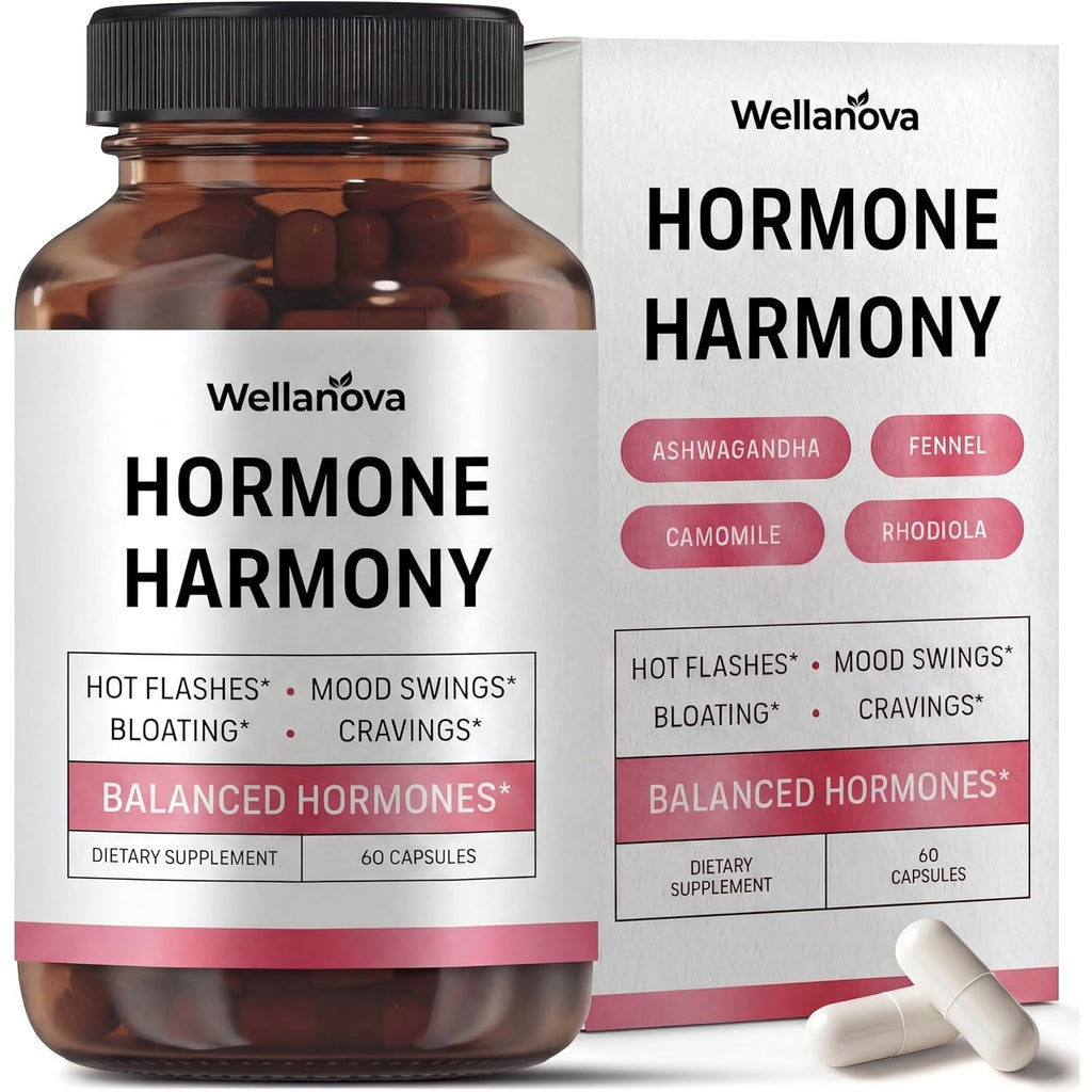 Hormone Harmony for Women – Natural Hormonal Balance Support for Menopause & Perimenopause – Hot Flashes, Mood Swings, Cravings, Bloating Relief – 60 Capsules
