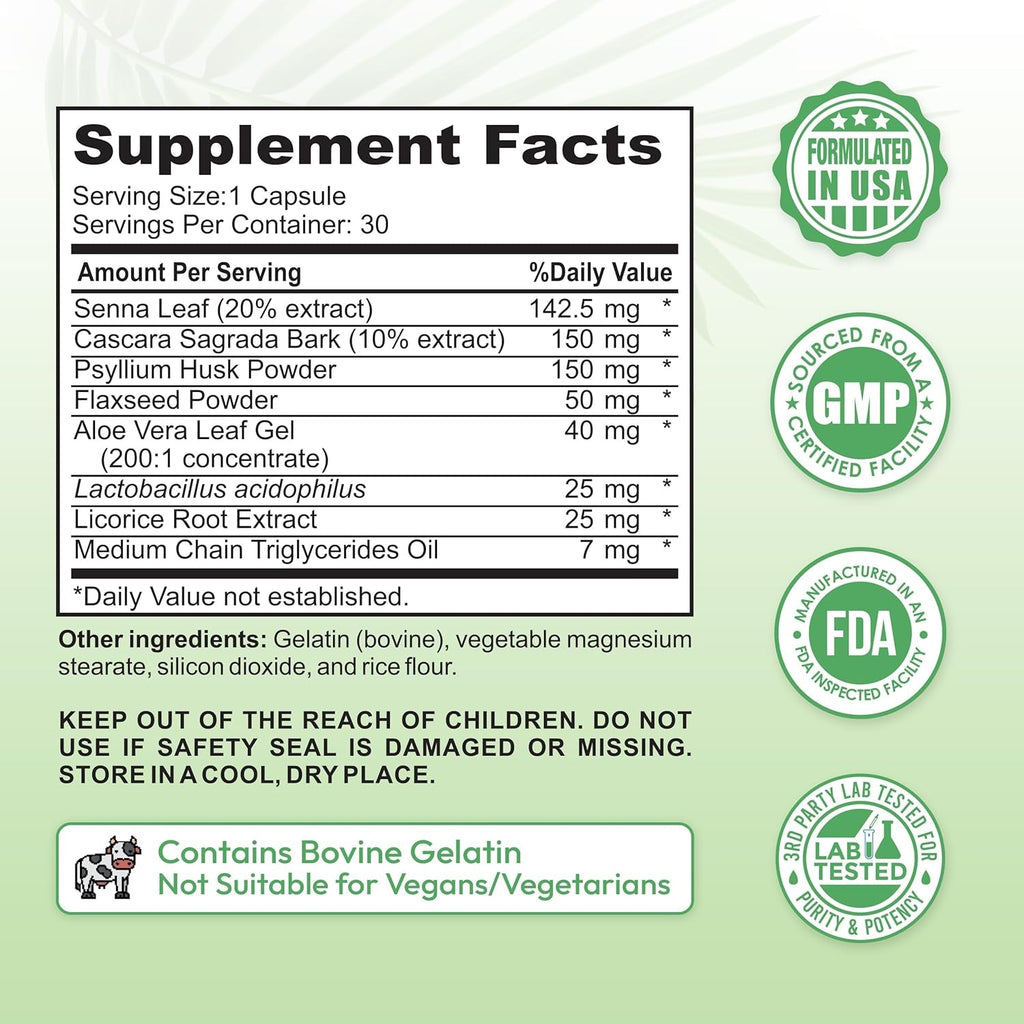15 Day Colon Cleanse for Women – Natural Detox Pills with Herbs, Fiber & Probiotics – Bloating & Constipation Relief, Weight Loss & Gut Health Reset – 30 Capsules