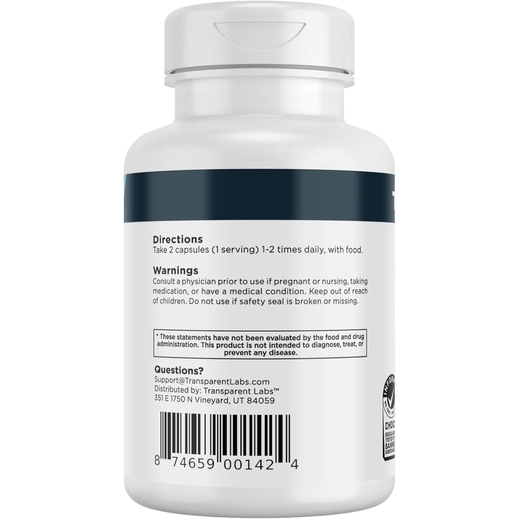 Transparent Labs Vitality Testosterone Booster - Testosterone Supplement for Men with Ashwagandha KSM-66, Primavie Shilajit Extract, & DIM to Support Vitality, & Bioavailable Testosterone - 60 Count