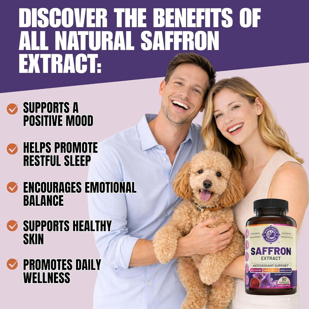 100% Pure Saffron Extract - Supports Weight and Appetite Health, Mood, Focus, Memory, Digestion, Eye, Skin and Brain Health. NSF Certified Saffron Supplements for Women and Men.