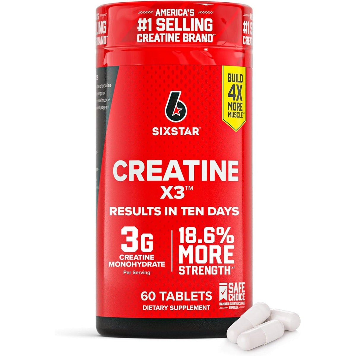 Six Star Creatine Pills, X3 (60 Caplets) - Creatine for Women & Men - Creatine Capsules Support Muscle Strength - Pre & Post Workout Creatine Supplement for Muscle Recovery & Building - 20 Servings