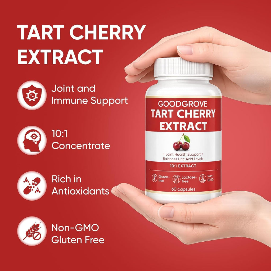 Good Grove Tart Cherry Extract, Tart Cherry, Supports Joint Comfort | Daily Wellness, Vegan Non-Gmo, 60 Capsules