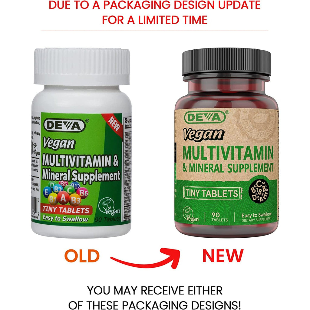 DEVA Vegan Multivitamin for Women & Men with Iron, Vitamin C, E, B Complex Vitamins, Zinc, 90 Tiny Tablets
