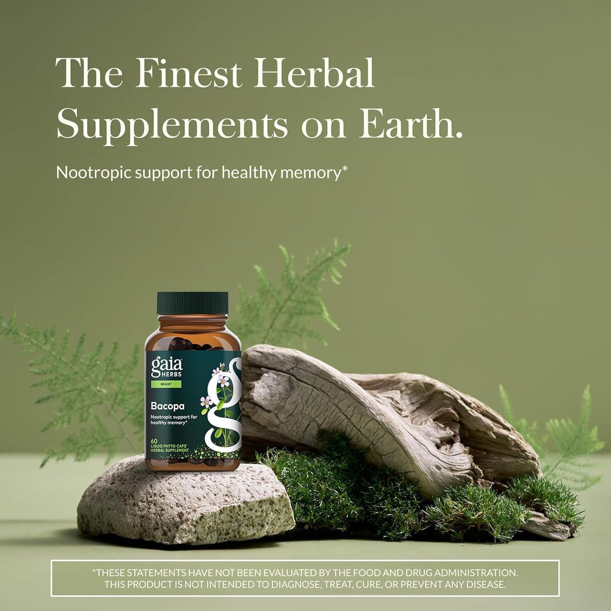 Gaia Herbs Bacopa - Brain & Cognitive Support Herbal Supplement - Made with Bacopa Monnieri to Help Support a Thriving Mind* - 60 Vegan Liquid Phyto-Capsules (60 Servings)