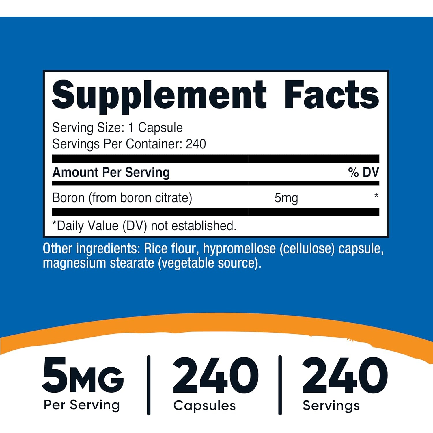 Nutricost Boron Capsules 5Mg, 240 Vegetarian Capsules - Gluten Free and Non-Gmo