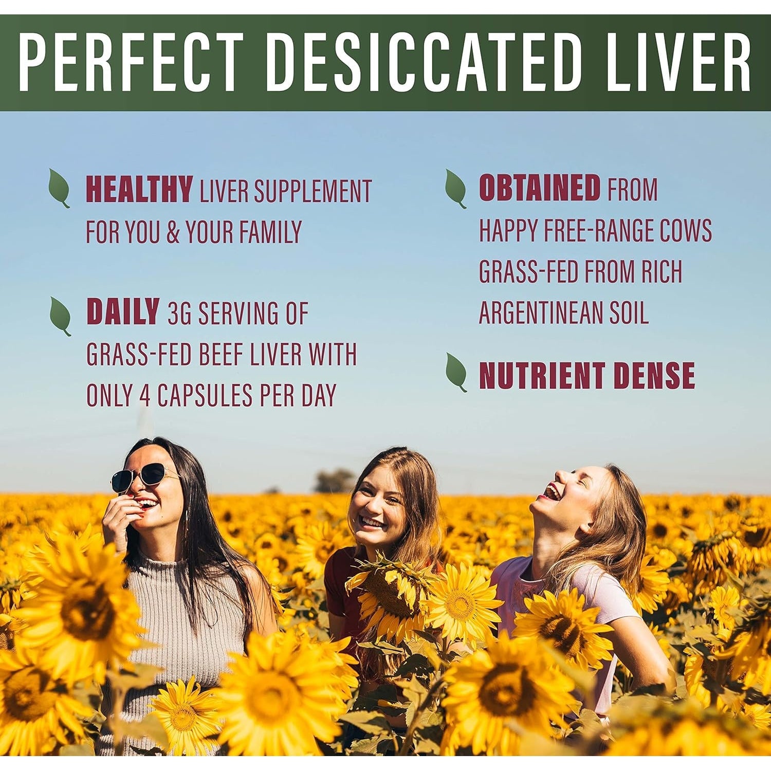 Perfect Supplements – Desiccated Beef Liver Capsules Grass Fed Supplement -Natural Source of Protein, Iron, Vitamins a & B- Boosts Energy and Immunity - No Chemicals No Dairy and Hormone Free