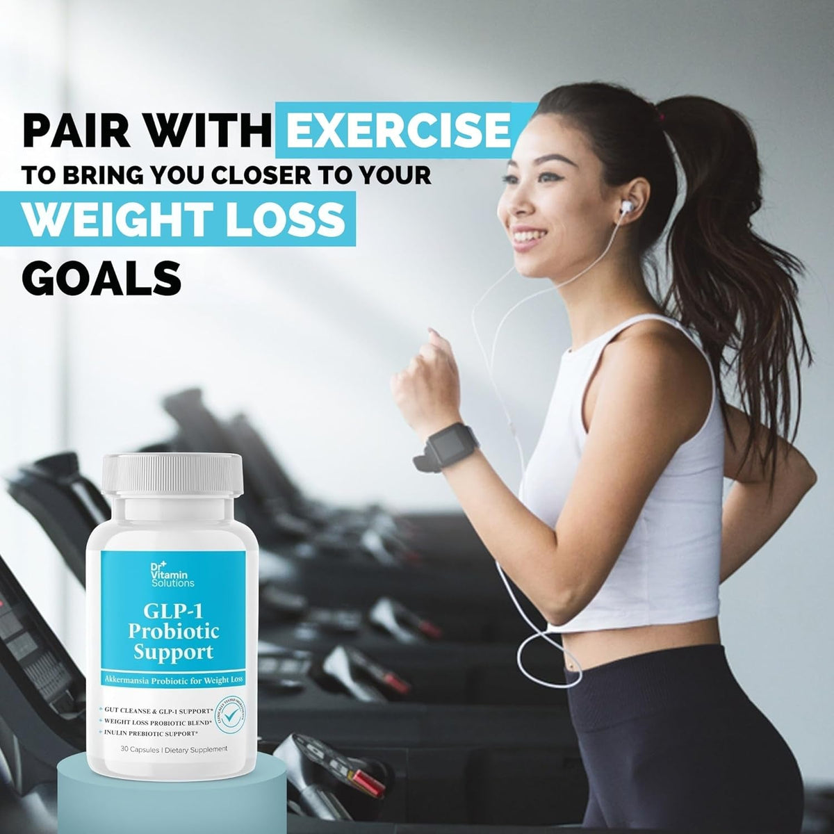 GLP-1 Probiotic Support Appetite Suppressant – Akkermansia Muciniphila & Bifidobacterium Infantis – Inulin Prebiotic Fiber – Gut Cleanse, Craving & Weight-Loss Support – 30 Caps